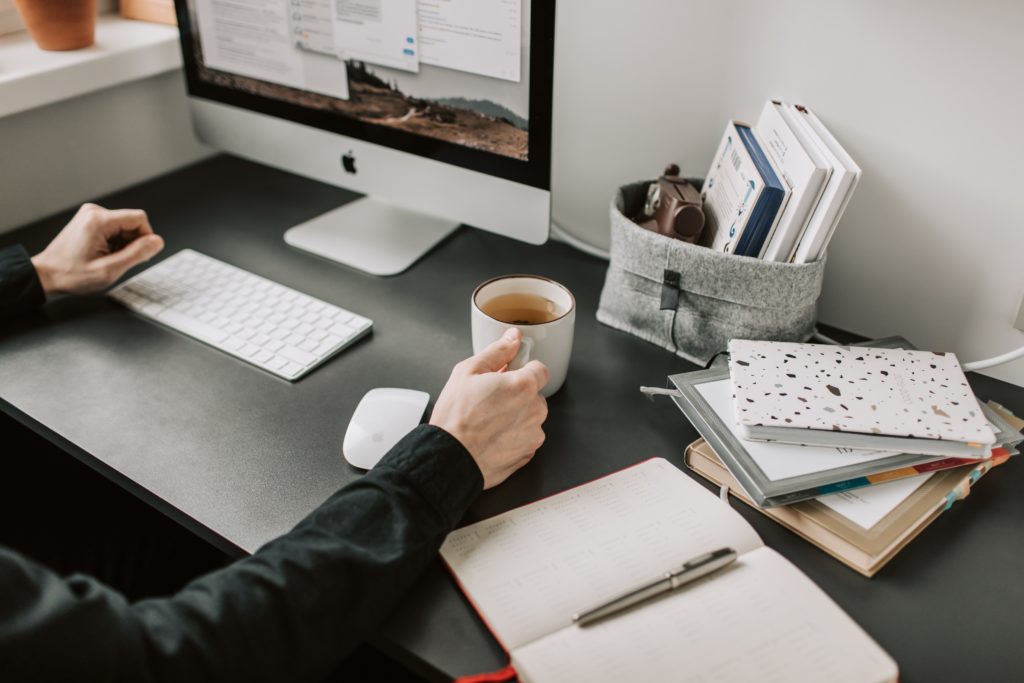 cup of tea on desk